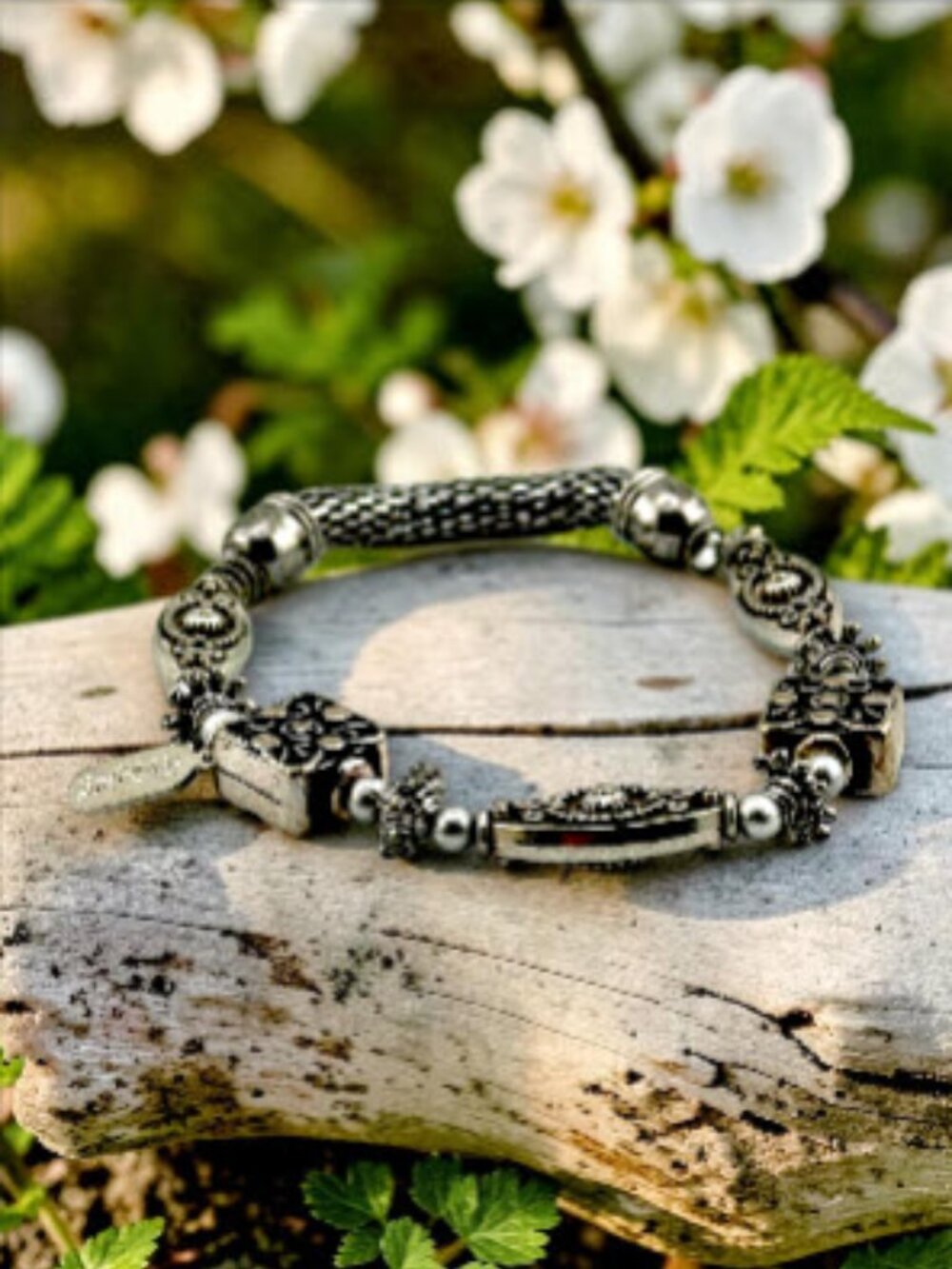 Treska Antiqued Silver Tone Bracelet Signed